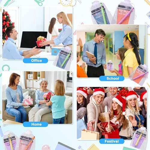 12 Set Employee Appreciation Gifts Bulk Team - 12Pack Coffee Cup Notepad+12 Ballpoint Pens+ 12 Drawstring Gift Bags, Bulk Gifts for Coworkers/Staffs/Teachers/Christmas