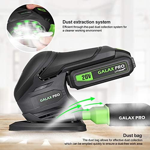 GALAX PRO 20V Cordless Detail Sander with 20 Pcs Sandpapers