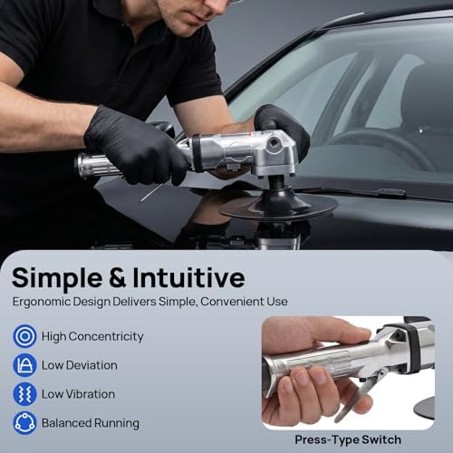 7-inch Air Angle Sander Pneumatic Air Angle Grinder with Sub-Handle and Press Switch 4500rpm Pneumatic Polishing Machine for Floor Stones Tiles Marble Glass Concrete Car Ship