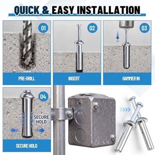 300 Pack 3/16" X 7/8" Drive Nail in Anchor Hammer Pin Anchor