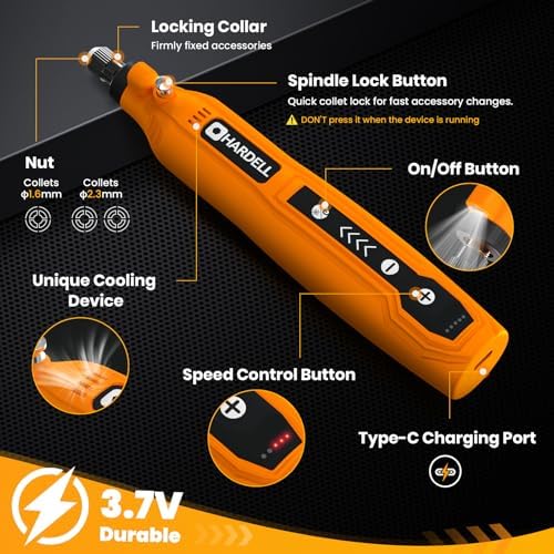 HARDELL Mini Cordless Rotary Tool 4V Orange Black