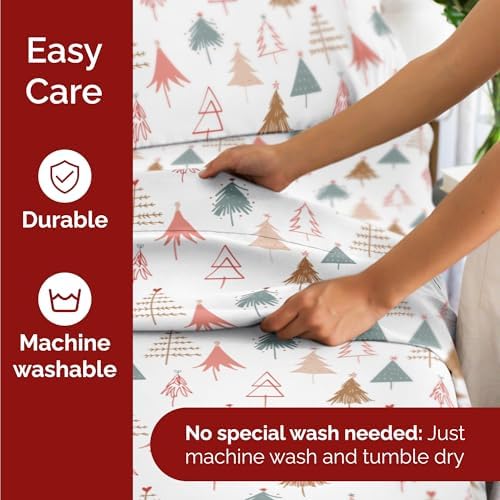 Christmas Sheet Set, Christmas Tree 2, Holiday Xmas Bedding Set - Twin XL