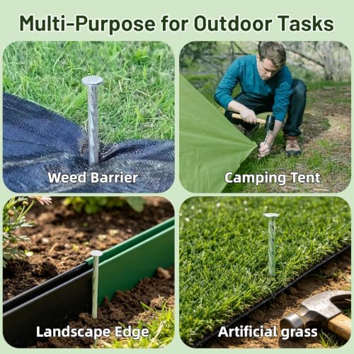 10 Inch Galvanized Landscape Spikes, Spiral Ground Stakes，32 Pack