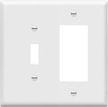 ENERLITES Combination Toggle Light Switch/Decorator Switch Wall Plate, Mid-Size 2-Gang 4.88" x 4.92", Polycarbonate Thermoplastic, 881131M-W, White