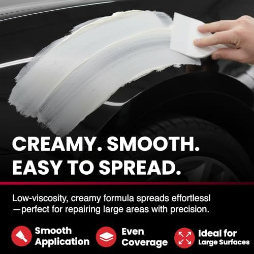 Optimum+ Premium Body Filler with BPO Hardener - Large Area Plastic Body Filler, All-in-One Fill and Finish, Pinhole-Free, Fast Sanding, 3L Grey
