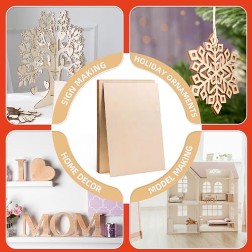 AWIZOM 12 Pack Basswood Sheets for Crafts-12 x 16 x 1/8 Inch- 3mm Thick Plywood Sheets with Smooth Surfaces Unfinished Wood Boards for Laser Cutting, Wood Burning, Architectural Models, Staining