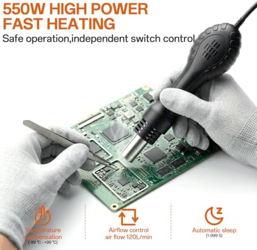 BK8586D Soldering Station 2-In-1 SMD Hot Air Rework Station,Solder Iron Station Kit for Electronics, 5 Soldering Tips, 2 Hot Air Nozzles,Tweezers, Solder Wire,Desoldering Pump,Solder Sucker
