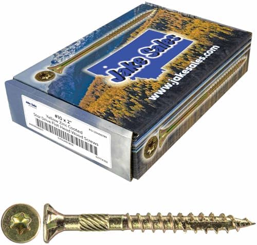 Jake Sales #10 X 2 Gold Star Wood Screw Torx/Star Drive Flat Head (5 POUNDS - 490 Approx. Screw Count) - Multipurpose Torx/Star Drive Wood Screws