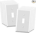 ELEGRP Toggle Light Switch Wall Plate, 1-Gang Standard Size Switch Covers, Unbreakable Polycarbonate Replacement Faceplates Covers, UL Listed, Color-matched Screws Included (10 Pack, Glossy White)