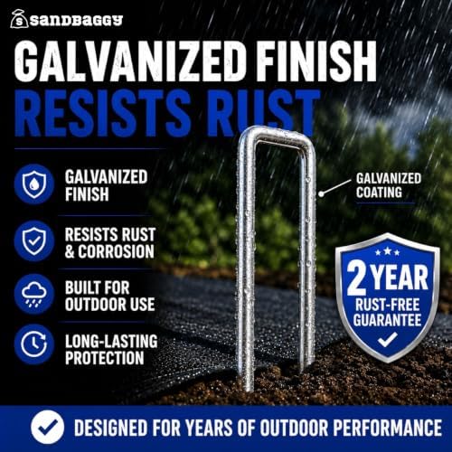 Sandbaggy 18-Inch Landscape Staples | Industrial Grade Galvanized 7 Gauge Steel | 12 Inches Longer Than Standard Staples | Trusted by Farmers & Homeowners Across The USA (25)