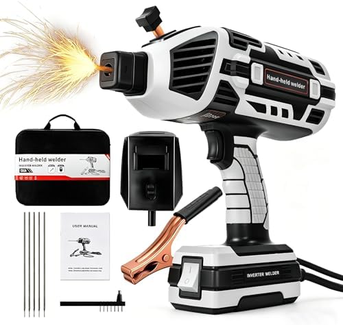Welding Machine Handheld 110V 120Amp Portable ARC Welder Gun Hand Held Welder Machine with IGBT Inverter 5 Variable Current Adjustment for 1/16''-1/8'' Welding Rods
