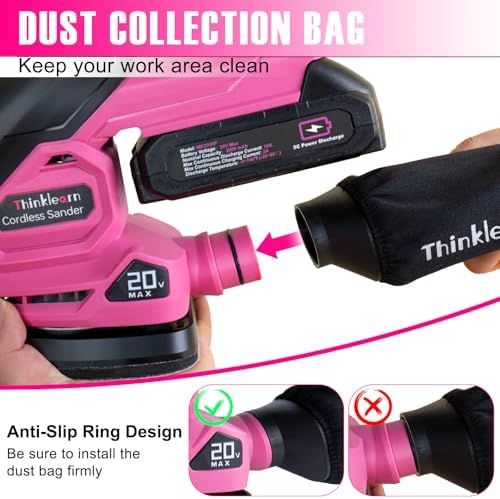 THINKLEARN 20V Cordless Detail Sander with 2Pcs Batteries and Charger