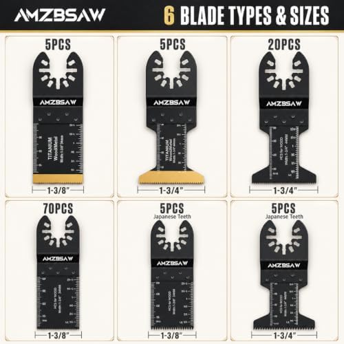 AMZBSAW 110PCS Oscillating Saw Blades for Wood, Plastic & Soft Metal