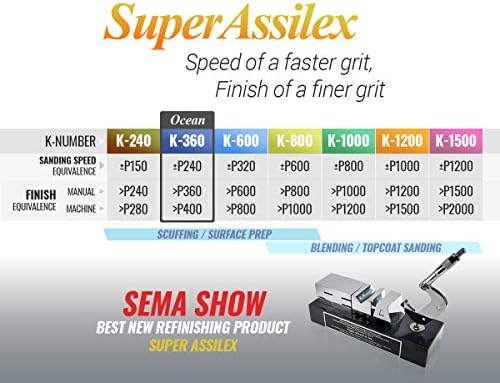 Super Assilex Flexible 6 inch Sanding Discs, Ocean K-360, 7 Holes, Hook & Loop, 193-1545, 25 Discs