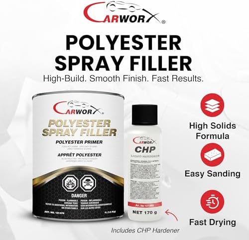 Polyester Spray Filler — Two-Component, high Solid Body Filler, Metal and GRP Repair, Easy Sanding, 1.5 kg