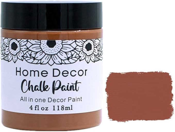 Non-Toxic Furniture Paint Vintage Chalk Paint for Wood/Metal/Glass, Indoor/Outdoor Use No Sanding & Primer Needed Matte Finish Cabinet Paint, Waterbased | Acrylic | Crafts for DIY Projects 4oz/118ml (Brown)