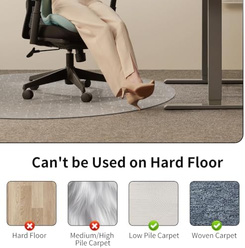WASJOYE Office Chair Mat for Carpet, 48 Inch PVC Clear Round Carpet