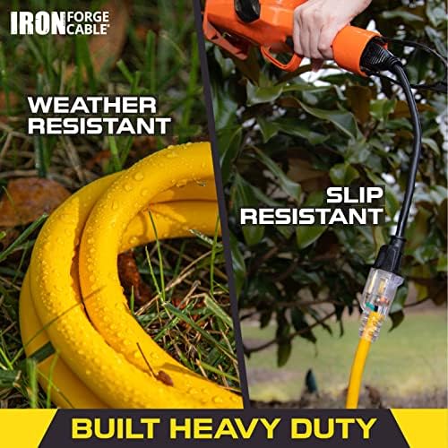 Iron Forge Cable 10 Gauge Extension Cord Heavy Duty, 15 Ft - Yellow SJTW