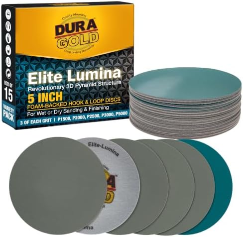 Dura-Gold Elite Lumina 6” 3000 Grit Foam Finishing Sanding Discs, Box of 15