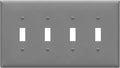 ENERLITES Quad Light Switch Wall Plate, Toggle Switch Plate, Gloss Finish, 4-Gang Mid-Size 4.88" x 8.58", Unbreakable Polycarbonate Thermoplastic, 8814M-GY, Gray