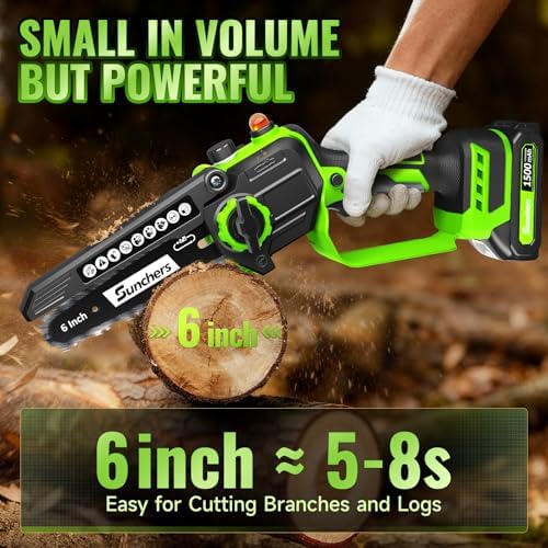 Mini Chainsaw Cordless, 6 Inch Electric Chainsaw with 2 Battery, Handheld Battery Powered Chain Saw with Auto Oiler, Yard Tools Saw for Wood Cutting Tree Cutter, Holiday Day Gift for Men, Dad, Husband