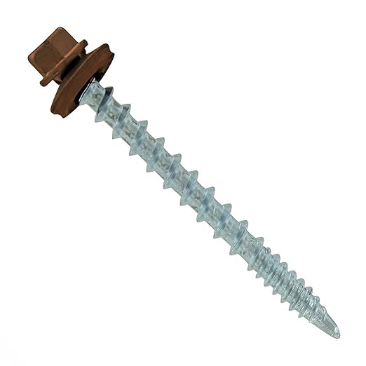 Fasteners Plus ST Fastening #10 x 2 Kwikseal Woodbinder Metal Roofing Screws Metal-to-Wood Brown (Pack of 250)