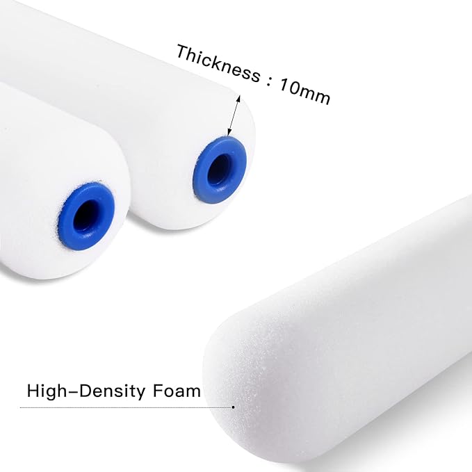 Mister Rui Foam Paint Roller - Small Paint Roller, Mini Paint Roller & Paint Roller Cover 4 inch for Painting Walls, Cabinets, Cupboards, Doors