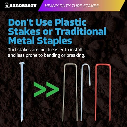 Sandbaggy 6" Heavy Duty Galvanized Artificial Turf Stakes - Spiral Landscape Nails - Ground Spikes/Pins - Synthetic Grass, Lawn, Edging, Weed Barrier Fabric, Garden (6 inch - Heavy Duty, 800, Count)