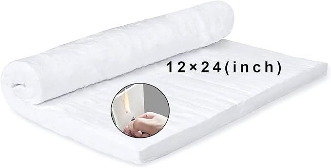 Cedolio 24" x12"x1" (Thick) Ceramic Fiber Blanket Fireproof Insulation | Baffle Rated to 2400F, High-Temperature Resistance for Stoves, Kilns, Forges, Wood Stove Baffle, Fireplace and Pizza Ovens