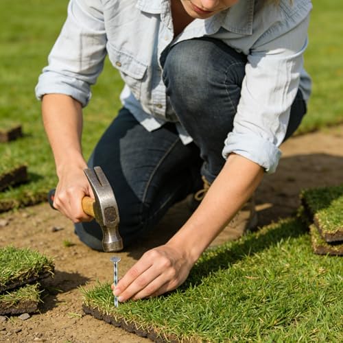 10 Inch Heavy Duty Landscape Stakes, 10 Pack Galvanized Spiral Artificial Turf Nails for Paver Edging, Weed Barriers, Lawn
