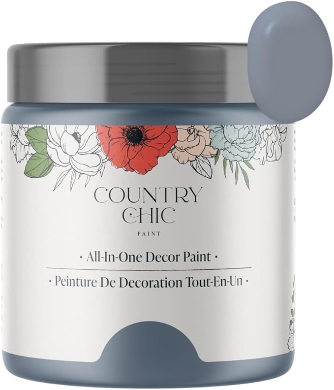Country Chic All-in-One Chalk Paint for Furniture, Cabinets, Home Decor, Crafts, Eco-Friendly, Matte Finish, Built-In Primer & Top Coat for Wood, Metal - Daydreamer (blue) half Pint (8 oz)