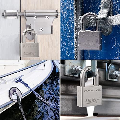 Unity Marine Padlock Keyed Alike 100% Stainless Steel Weatherproof for Sea, Boat, Port, Gate, Anti-Pick (2, 50mm)