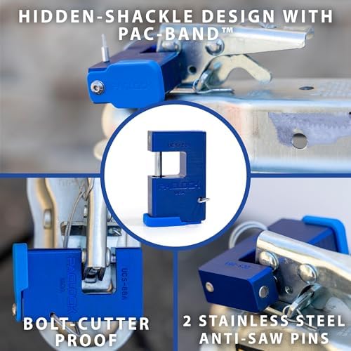 PACLOCK's 88-Series Shrouded Trailer Coupler Lock, UCS, High Performance 6-Pin Cylinder, One Lock Keyed to a Number U-Pick! w/ 2 Keys, Silver