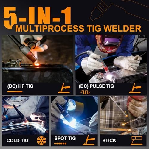 AZZUNO Cold TIG Welder With Pulse 200A, 5-in-1 TIG Welding Machine