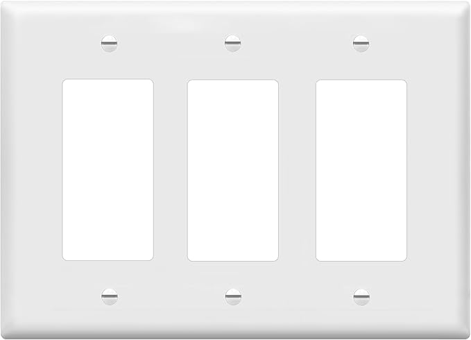 ENERLITES Decorator Light Switch or Receptacle Outlet Wall Plate, Mid-Size 3-Gang 4.88" x 6.77", Polycarbonate Thermoplastic, UL Listed, 8833M-W, White