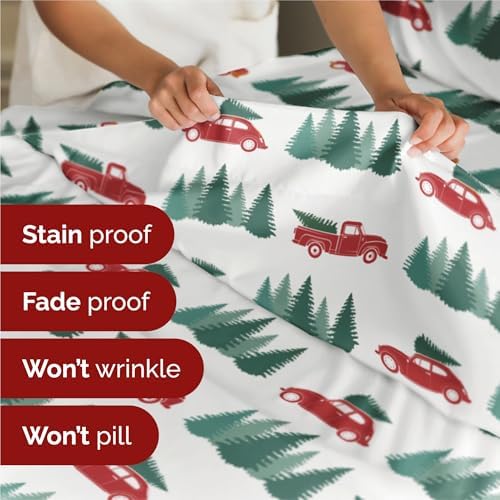 Christmas Sheet Set, Christmas Tree 1, Holiday Xmas Bedding Set - Twin XL