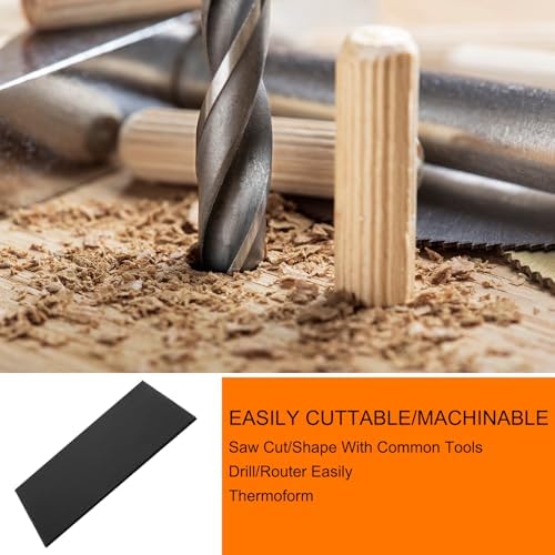 MECCANIXITY UHMW Sheet Ultra High Molecular Weight Polyethylene Sheet, 1/4" Thick Hard HDPE Plastic Sheet Board for Marine Board,DIY Craft, Marine Plywood 24" x 12" Black