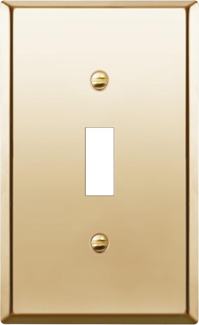 ENERLITES Toggle Light Switch Metal Wall Plate, Stainless Steel Switch Cover, Corrosion Resistant, Standard Size 1-Gang 4.50" x 2.76", Stainless Steel 201, 7711-PB, Polished Brass, Gold