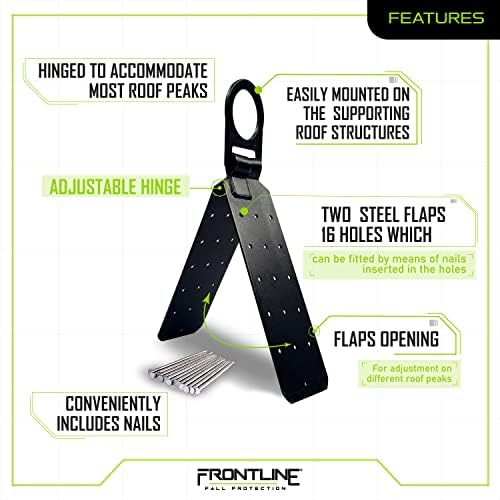 Frontline RO01 Reusable Hinged Roof Anchor | Heavy Duty D-Ring | OSHA & ANSI Compliant | High Strength Alloy Steel | Roofing Anchor with Nails Included (25 Units)