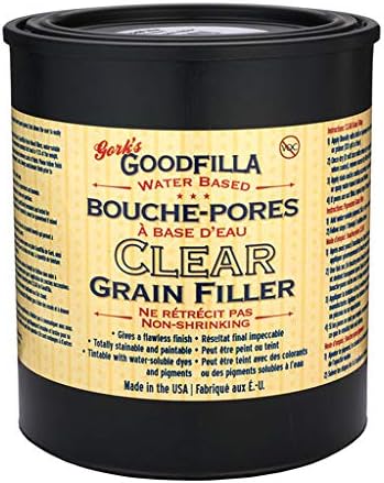 Clear Water-Based Grain & Pore Filler - 1 Quart By Goodfilla | Innovative & | Compliments All Woodworking Finishing Products | Paintable, Stainable, Sandable & Quick Drying