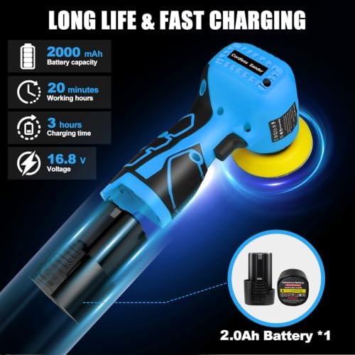 Cordless Electric Sander with 36PCS Sandpapers, 3500 RPM, 2000mAh Battery, Lightweight & Compact Design for Wood, Metal, Paint Removal, and DIY Projects