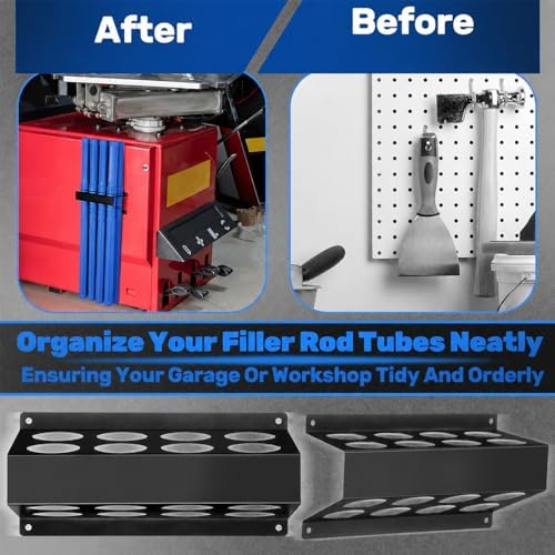 DoubleFill 9 Pcs Welding Rod Storage Set 8 Slot Tig Welding Filler Rod Holder with 8 Pcs 40 Inch Tungsten Electrode Storage Tubes Wall Mount Organizer Welder Tools Supplies(Blue)