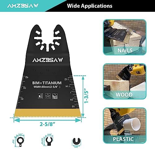 AMZBSAW 12PCS 68MM Titanium Oscillating Blades for Metal, Wood & Plastic