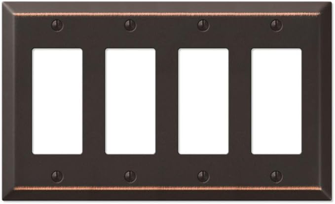 AMERELLE Decorative Wall Plate, Light Switch Cover, Century, 4 Rocker, Cast Metal, Aged Bronze, 1-Pack (163R4DB)