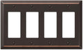 AMERELLE Decorative Wall Plate, Light Switch Cover, Century, 4 Rocker, Cast Metal, Aged Bronze, 1-Pack (163R4DB)
