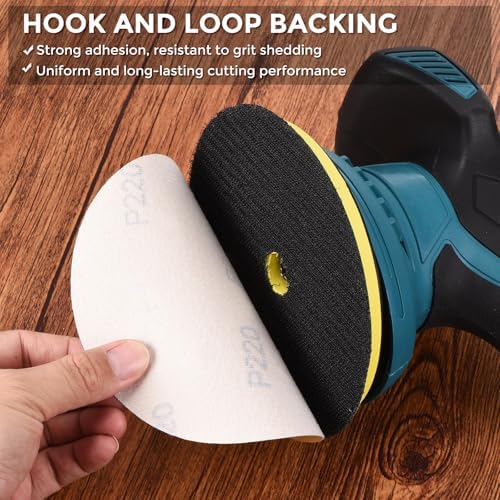 50Pcs Sanding Discs 5In 40Grit Hook and Loop Sandpapers Yellow