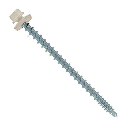 Fasteners Plus ST Fastening #10 x 3 Kwikseal Woodbinder Metal Roofing Screws Metal-to-Wood Light Stone (Pack of 250)