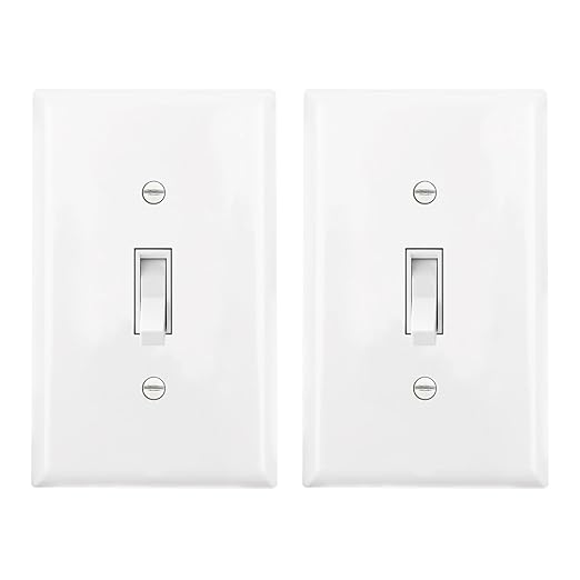 Baomain 2-Pack 15 Amp Toggle Light Switch with Wall Plate, 3-Way, Residential/Commercial Grade, On/Off Switch, Glossy White, UL Certified