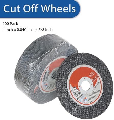 WFLNHB 100 Pack 4 Inch x 0.040 Inch x 5/8 Inch Metal and Stainless Steel Cut Off Wheels Fit for Angle Grinders