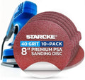 8 inch Sanding Disc Self Stick Orbital Sander Pads 10 Pack No Hole - Premium 40 Grit Sandpaper Discs Aluminum Oxide, Durable PSA Sand Paper, Round Sanding Discs Adhesive Back for Wood & Metal